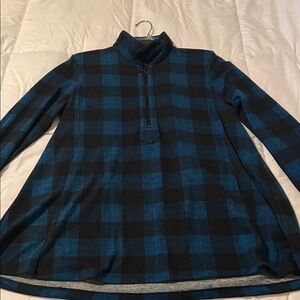 John Mark Women’s Blue and Black Zip-Up Sweater